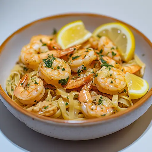 Garnelen-Pasta mit Knoblauch und Zitrone