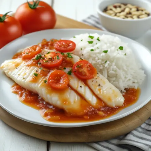 Pangasiusfilet mit Tomaten-Knoblauch-Sauce