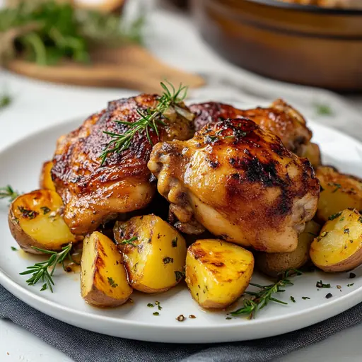 Gegrillte Hähnchen Schenkel mit Ofenkartoffeln