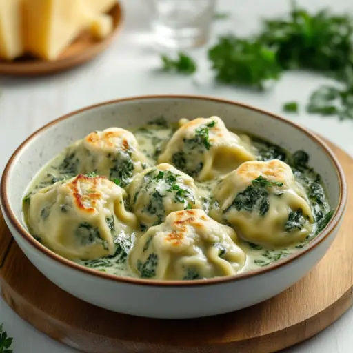 Gefüllte Maultaschen mit Frischkäse und Spinat