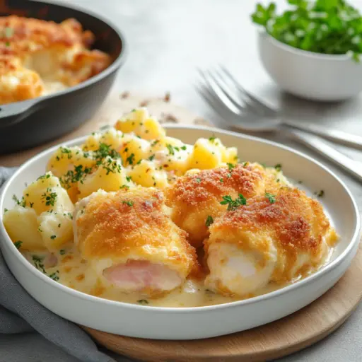 Hähnchen Cordon Bleu mit Kartoffel-Auflauf