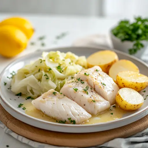 Matjesfilet mit Weißkohl und Kartoffeln