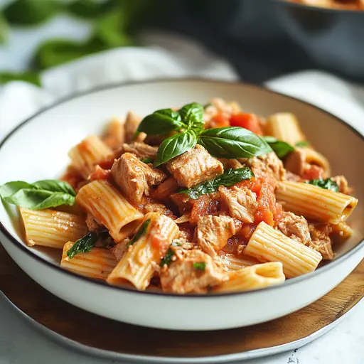 Thunfisch-Pasta mit Tomaten-Basilikum-Sauce