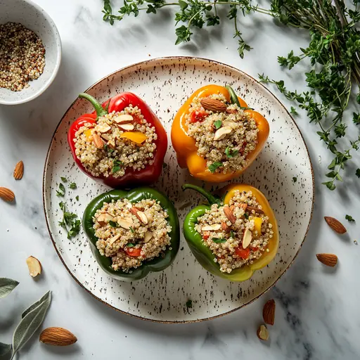 Gefüllte Paprika mit Quinoa und Mandeln