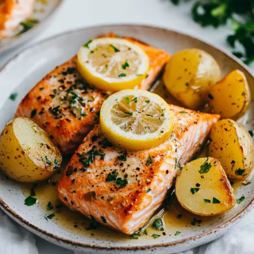 Norwegische Lachsfilets mit Zitronen-Kräuterbutter