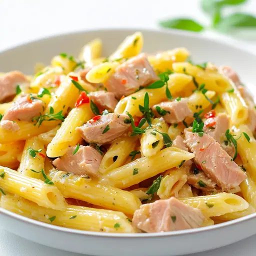 Thunfisch-Pasta mit Olivenöl und Kräutern