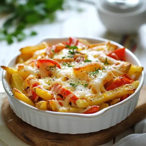 Mikrowellen-Pommes mit Käse und Paprika