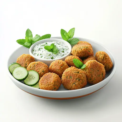 Vegane Falafel mit Gurken-Minze-Dip