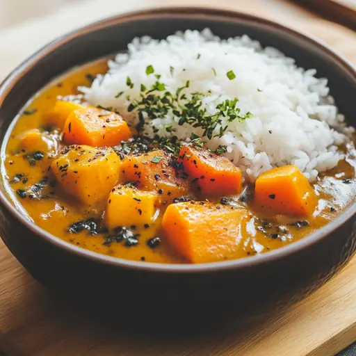 Kokos-Curry mit Hokkaido Kürbis und Reis