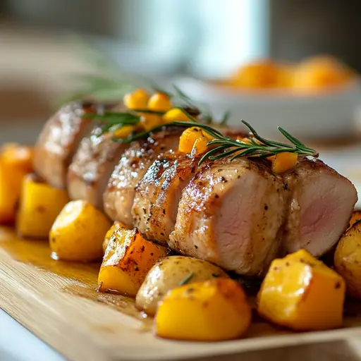 Schweinefilet mit Kürbis und Kartoffeln