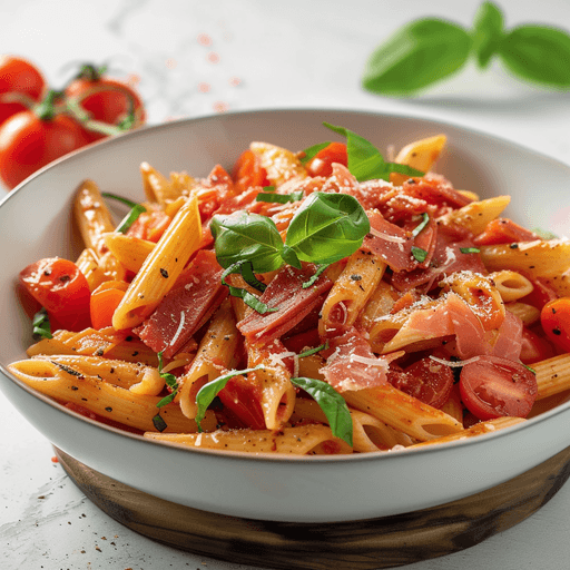 Italienische Tomaten-Pasta mit Prosciutto