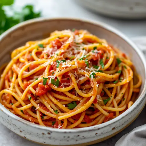 Spaghetti mit Tomaten-Knoblauch-Sauce
