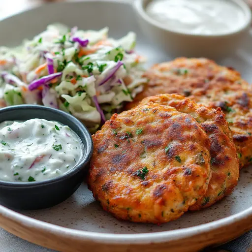 Bifteki mit Tzatziki und Krautsalat