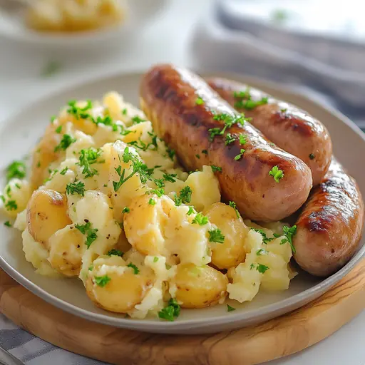 Deutsche Bratwurst mit Kartoffelsalat