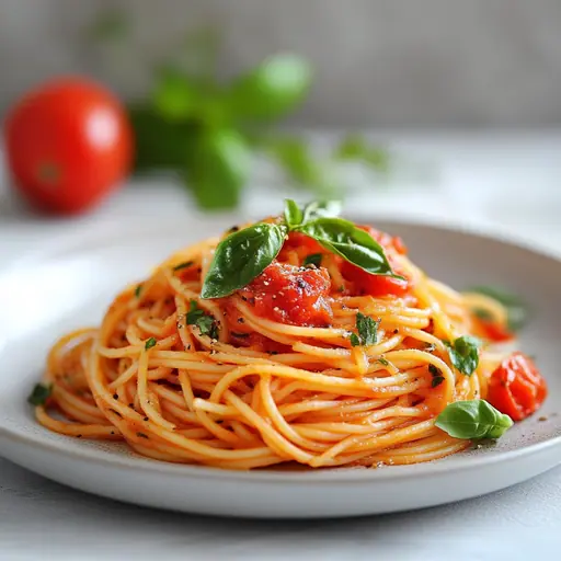 Spaghetti mit Tomaten-Basilikum-Sauce