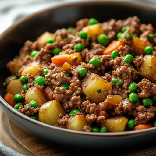 Rinder-Hackfleisch mit Erbsen und Möhren