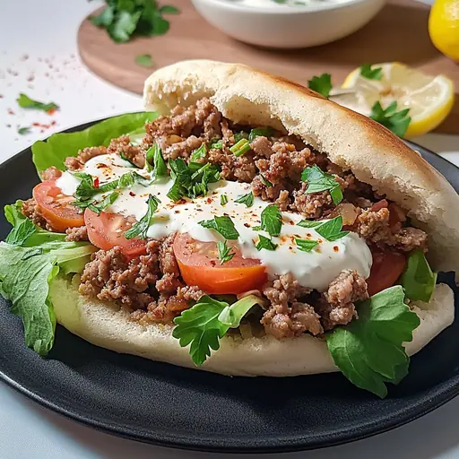 Einfacher Hackfleisch-Döner im Fladenbrot