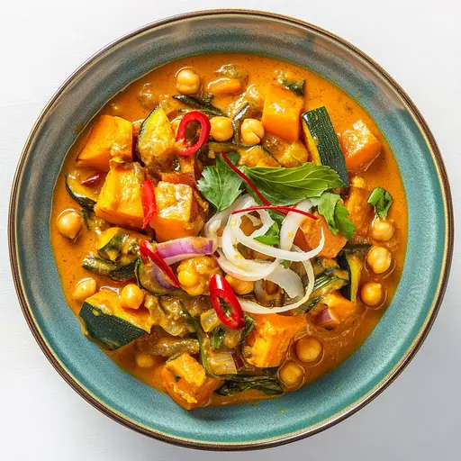 Veganes Massaman-Curry mit Erdnuss-Kokos-Soße