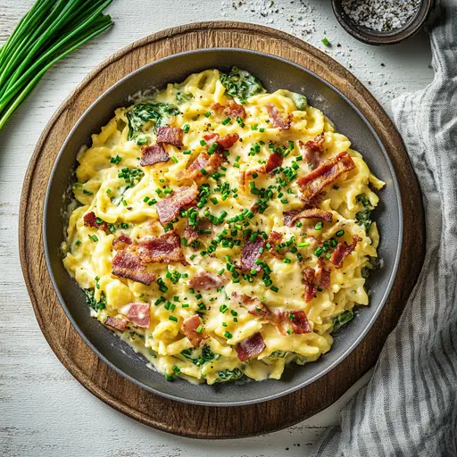 Käsespätzle mit Bacon und Wirsing