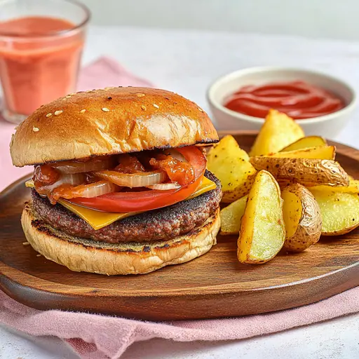 Veganer Beyond Burger mit Miso-Zwiebeln