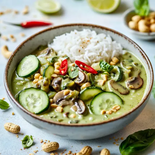 Veganes Grünes Curry mit Limettenreis