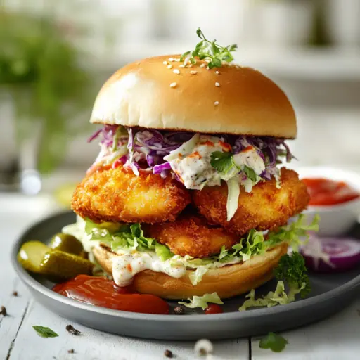 Knuspriger Fischburger mit Remoulade