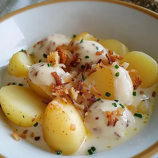 Pellkartoffeln mit Buttermilch und Röstzwiebeln