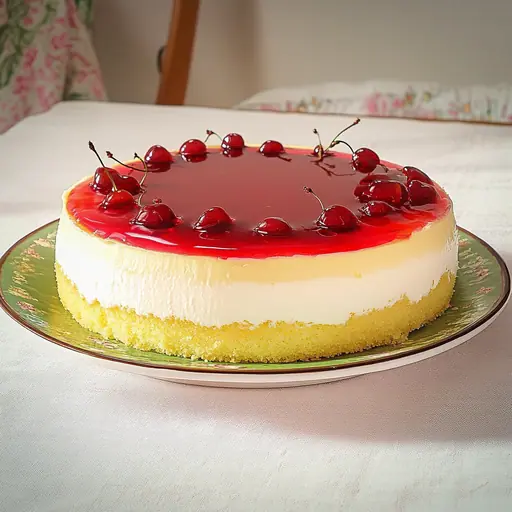 Erfrischende Quark-Sahne-Torte mit Kirschguss