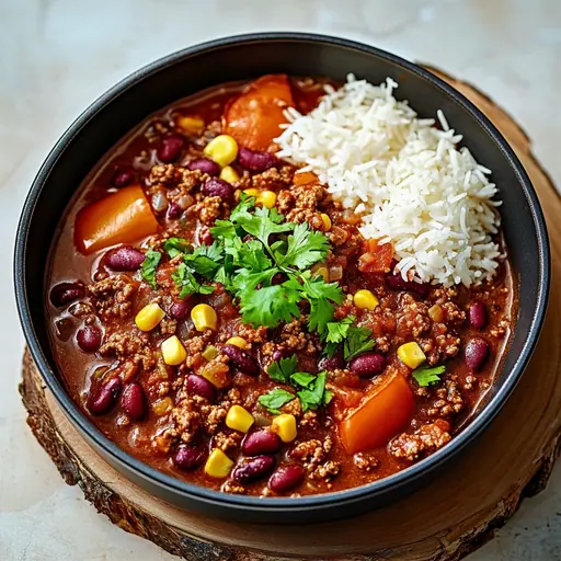 Klassisches Chili con Carne mit Reis