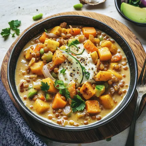 Veganes Massaman-Curry mit buntem Gemüse